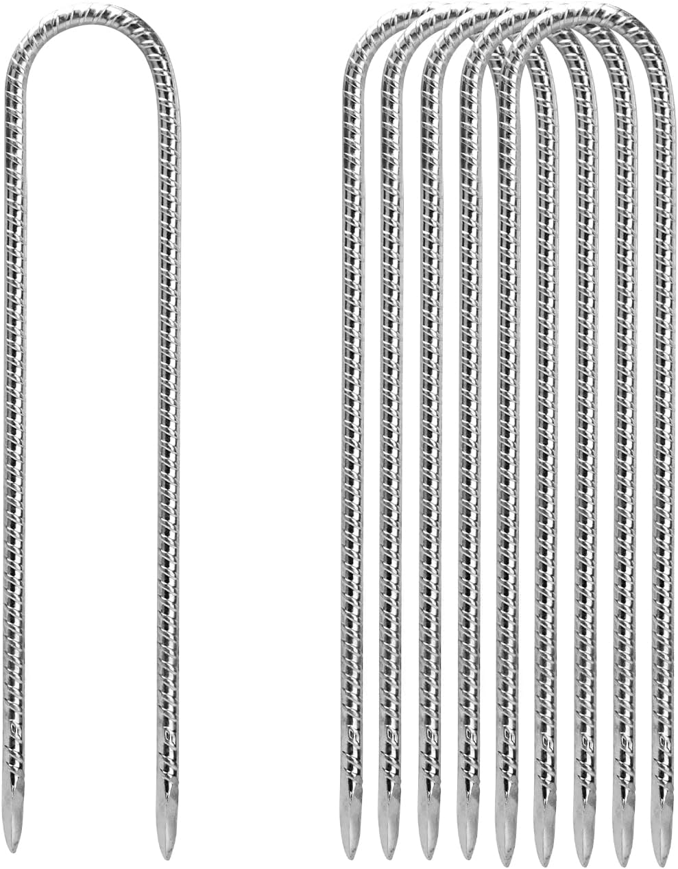 12 Inch U Hook Rebar Stakes, TCHOSUZ 10 Pack Heavy Duty Galvanized Ground Anchors, Q235 Carbon Steel Fence Stakes for Securing Tents Fix Fence Traps Wedding Decoration Artificial Turf
