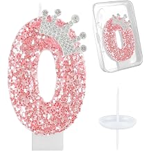 Ceya Number 3 Birthday Candles,Pink Crown Candle for Cake Topper