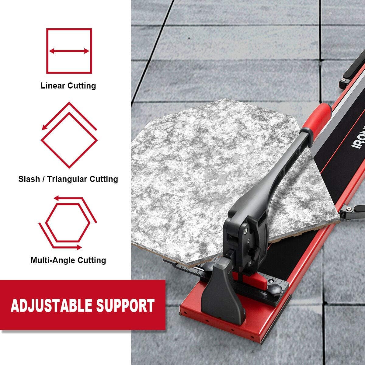 Goplus Tile Cutter 48 Inch, Manual Ceramic Tile Cutter with Tungsten Carbide Cutting Wheel, Anti-Skid Feet, Removable Scale and 4 Adjustable Brackets, Professional Porcelain Floor Tile Cutter Tool