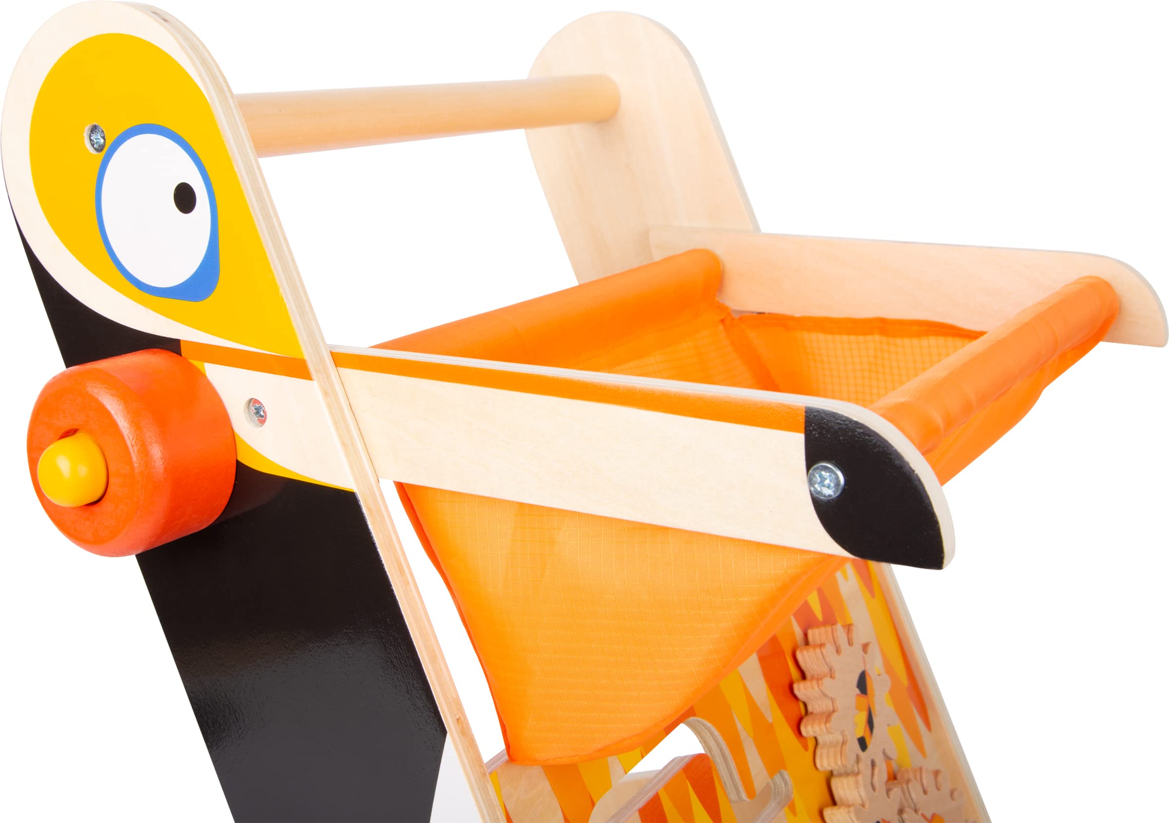 small foot Lauflernwagen Tukan aus Holz mit Bremssystem und vielseitigen Spielmöglichkeiten, für Kinder ab 1 Jahr, 11737