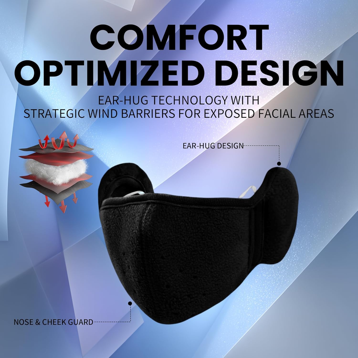 Thermal Face-Ear Ski Mask with 5 Windproof Nose & Cheek Patches — Fleece Winter Cycling, Snowboarding, Ski & Commute - Image 4