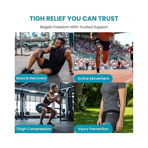 Miniatura 6 de Femoris-Knit - Manga de compresión para muslos para hombres y mujeres  Soporte para cuádruples, isquiotibiales e ingles  Soporte elástico