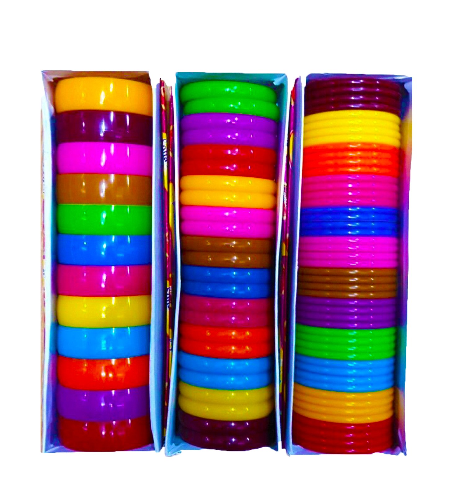 Dms Retail Multi Colors Bangles/Kada/Patla for Silk Thread Jewelry Making 5mm,10mm,20mm Set of 3 Full Boxes Plastic Bangles for Women