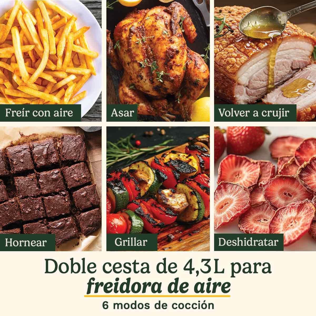 Cuisinart Tri Zone Air Fryer y Horno 13,6L sin PFAS | 3 zonas | 2 cestas 4,3L + horno 5L | 9 funciones: freír, asar, grillar, hornear, recalentar, deshidratar, pizza, tostar, manual