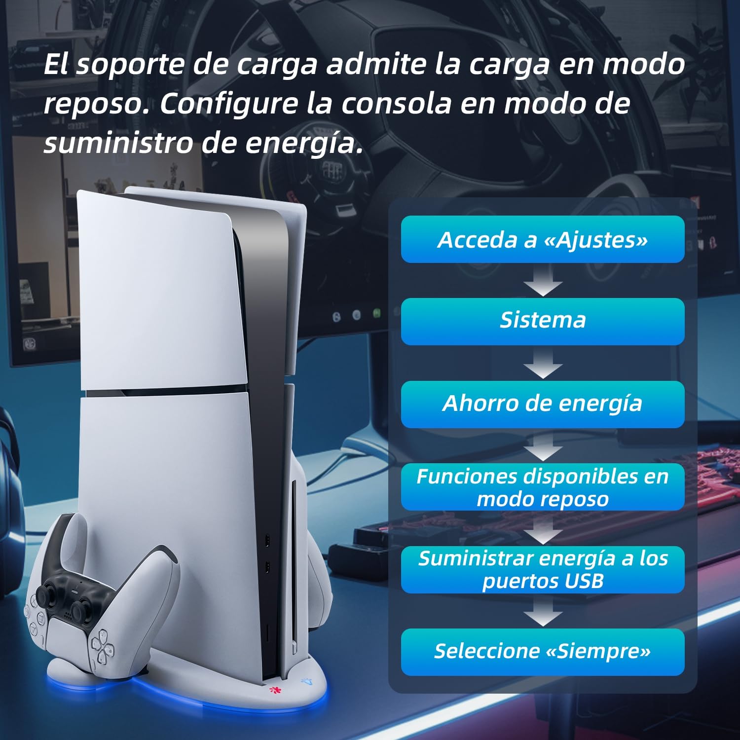 Wigearss PS5 Slim Soporte Vertical Ventiladores de Refrigeración, Soporte Multifuncional con Velocidad del Ventilador Ajustable en 3 Niveles, 9 Luces RGB para Consola PS5 Slim(No para la PS5/PS5 Pro)