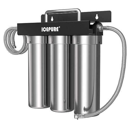 ICEPURE 3-Stage Under Sink Water Filter System, Stainless Steel Ultra
