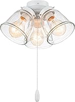 Vista 2 de Aspen Creative 22013-1, Kit de luces para ventilador de techo de tres luces con cadena de tracción, acabado blanco mate con pantallas de vidrio