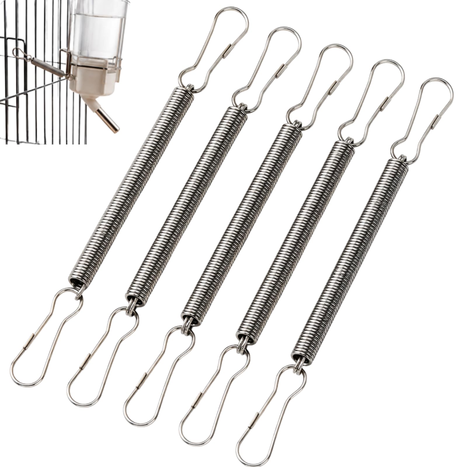 5Pcs Pet Cage Water Bottle Holder Springs with Double Clips