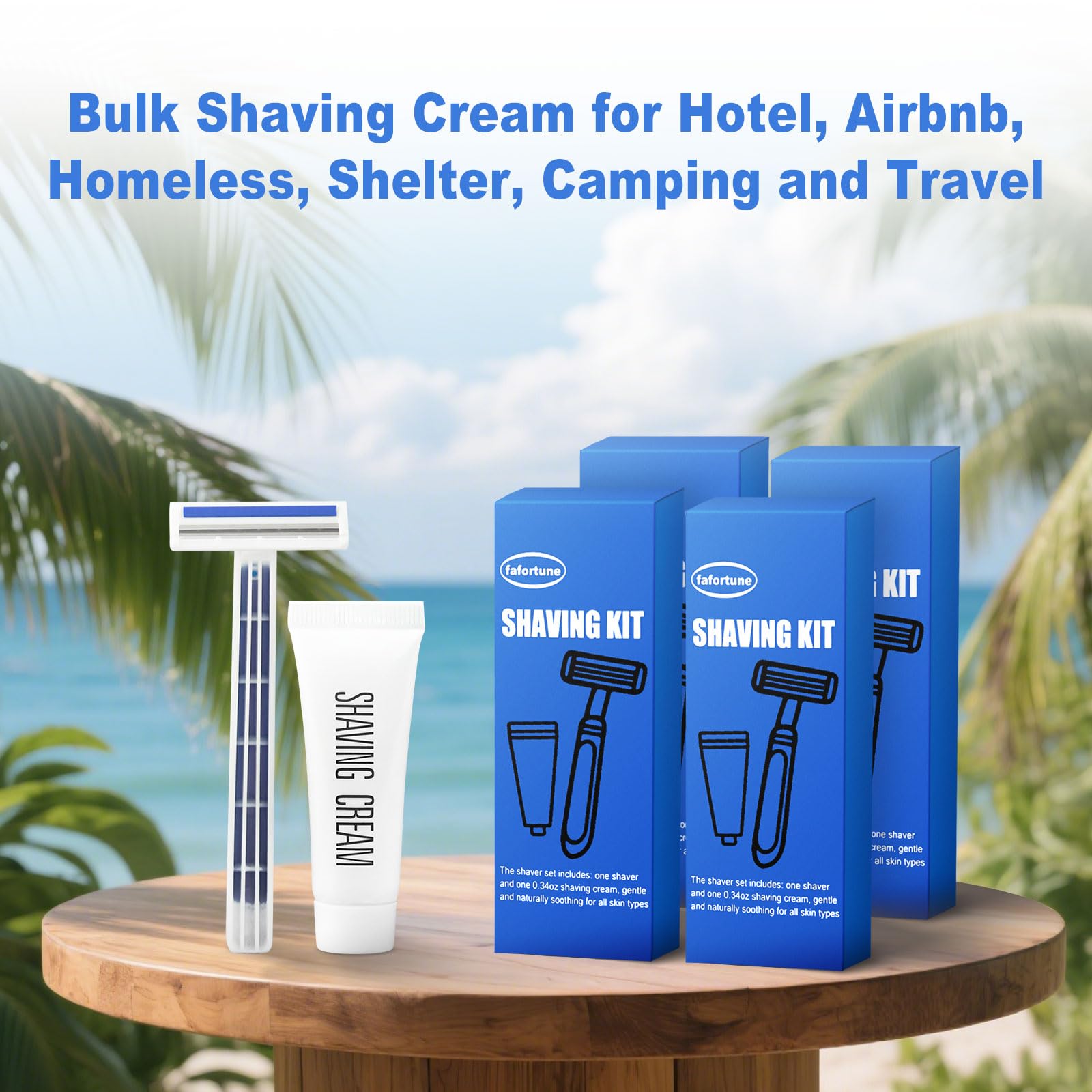 Kit da barba in massa con doppia lama con cappuccio protettivo, rasoi usa e getta in crema da barba sfusa per hotel, Airbnb, senzatetto, rifugio, campeggio e viaggi (60)