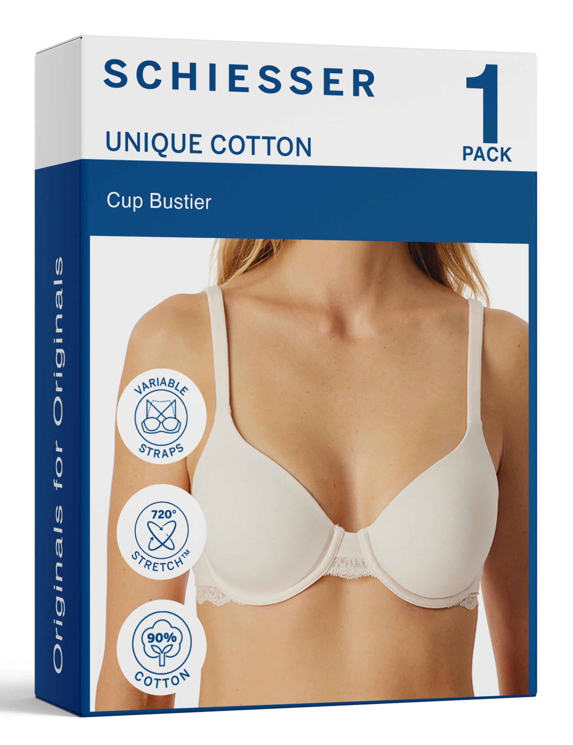 Schiesser Damen Bügel BH mit Schale und Spitze - Unique Cotton