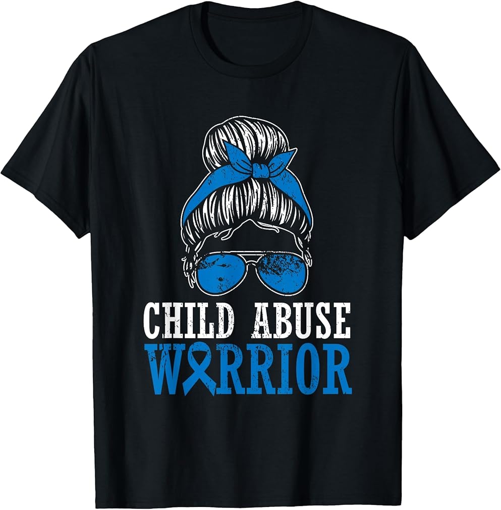 Child Abuse Warrior Prevention Month Blue Ribbon Awareness T-Shirt