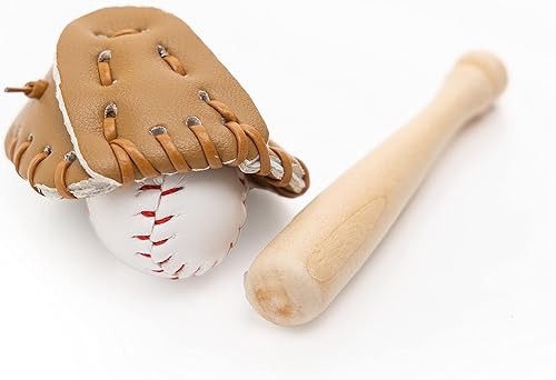 Miniatura 3 de Accesorios para casa de muñecas en miniatura, juego de bate de béisbol deportivo, guante y pelota para mini, casa de muñecas, cocina, jardín,