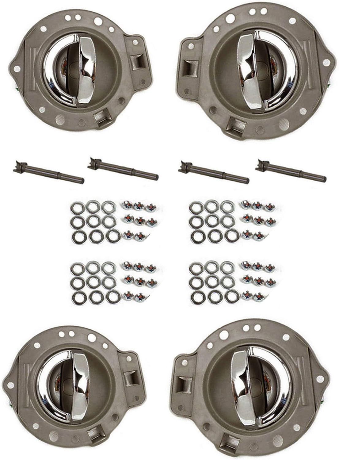 ADVANCE IGNITION Upgraded Inside Inner Door Handle Compatible With Jeep Commander 2006-2010 Khaki and Chrome 4PCS 2006 2007 2008 2009 2010