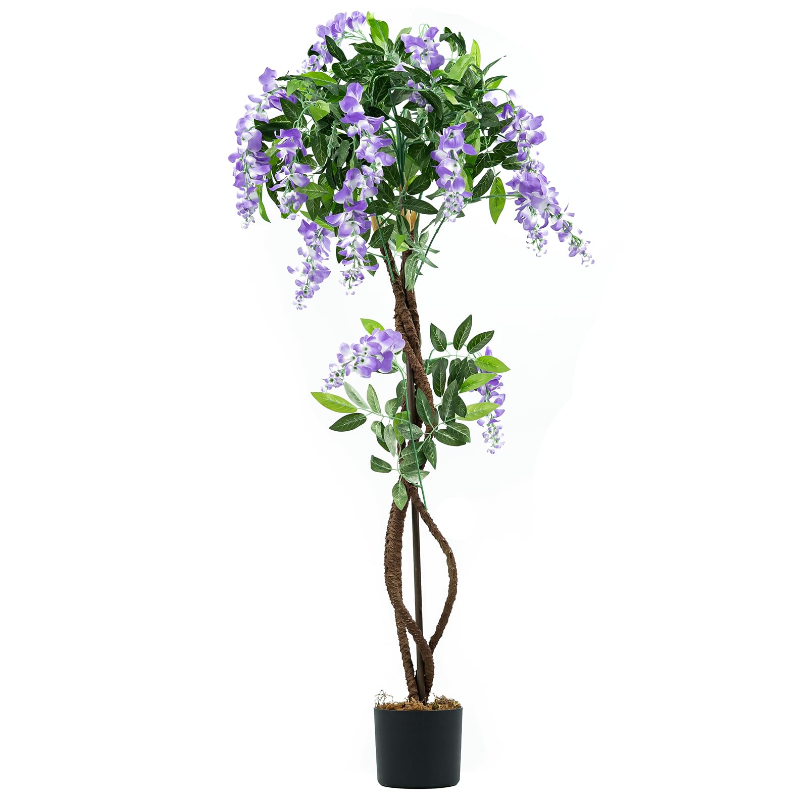 Crystals Purple Artificial Plants, 120Cm Artificial Plants – Wisteria, Artificial Tree, Bay Trees & Winter Sweet For Indoor Décor, Realistic Fake Plants For Home, Office & Garden