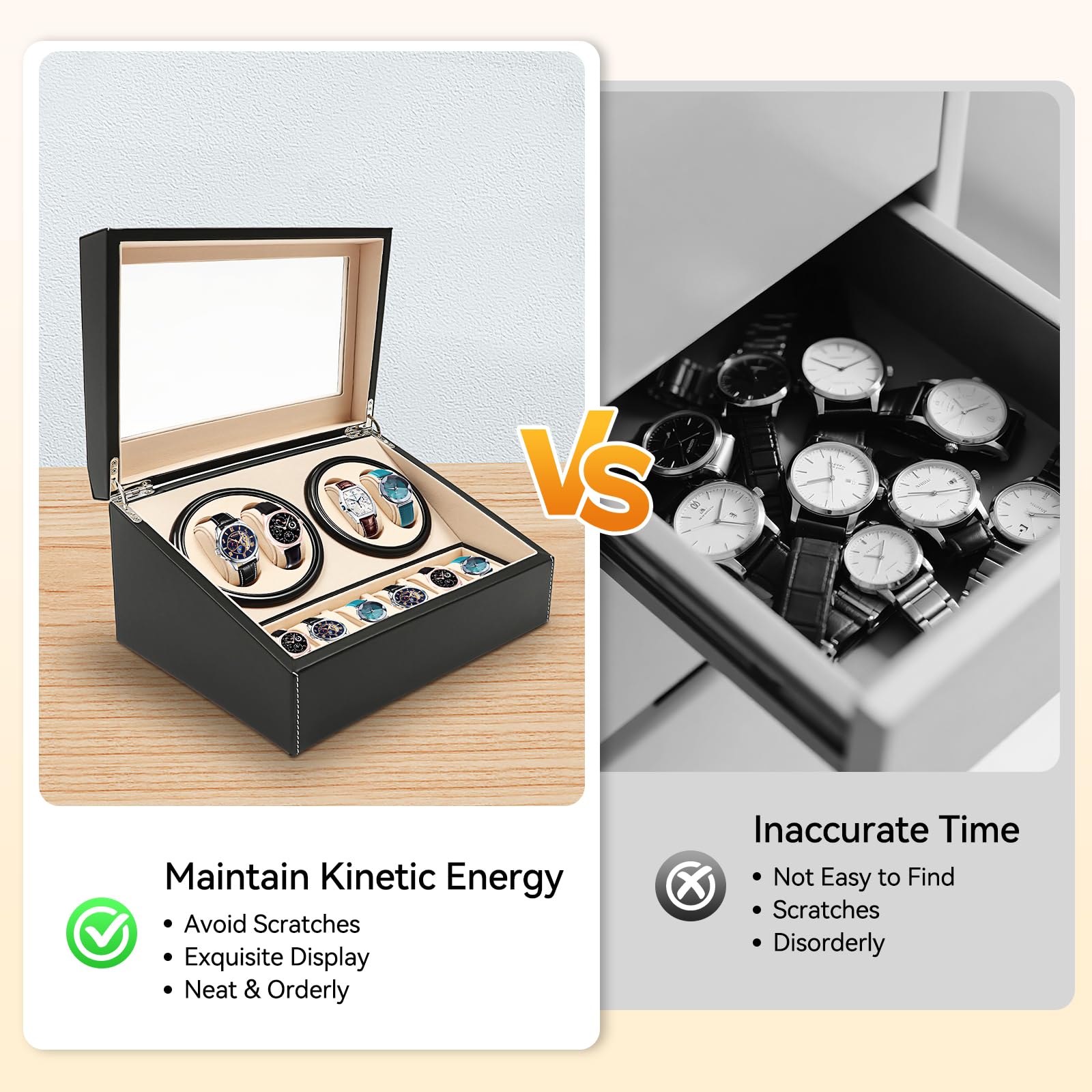 Automatische Uhrenbeweger Box Uhrenbox Uhrenkasten für 4+6 Uhren mit Sichtfenster Watchwinder Box für Automatikuhren