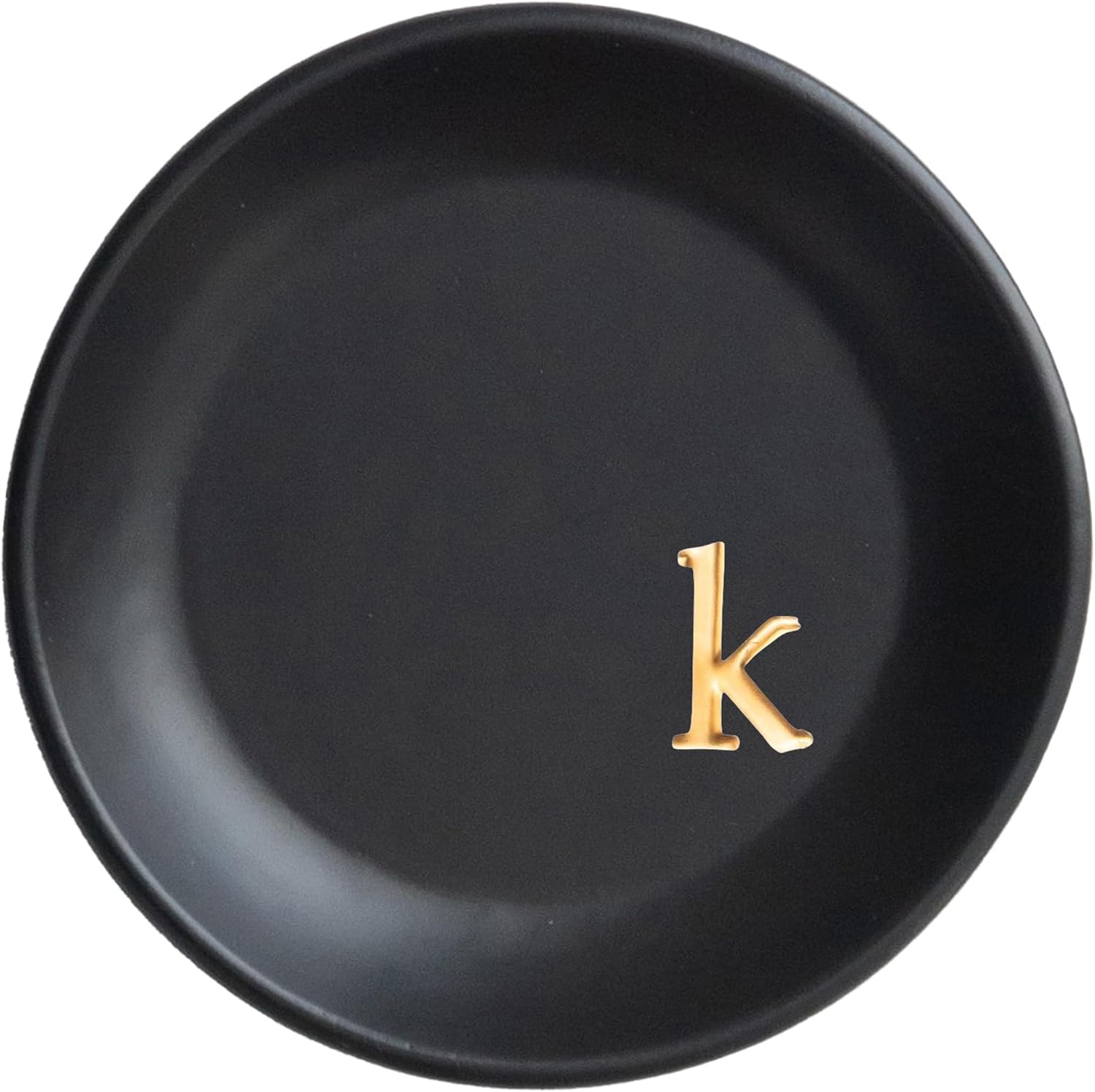 COLLECTIVE HOME - Ceramic Jewelry Tray, Decorative Trinket Dish for Rings Earrings Necklaces Bracelet Watch Keys, Birthday Mother's Day Christmas Gift for Women, 4.75", Black Surface (k)