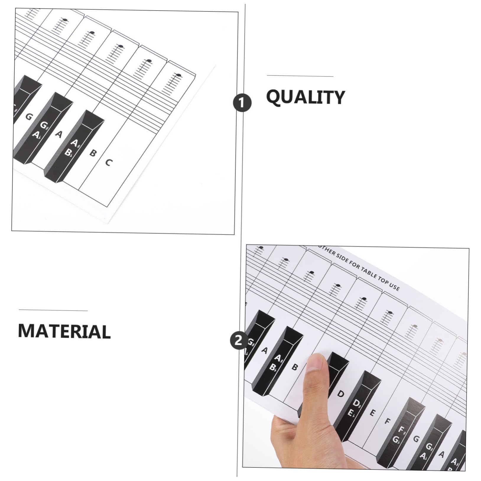Alasum 3piezas Guía De Práctica Para Teclado De Piano De Teclas Cartel De Referencia Para Estudiantes y Profesores Material Diseño Portátil Color