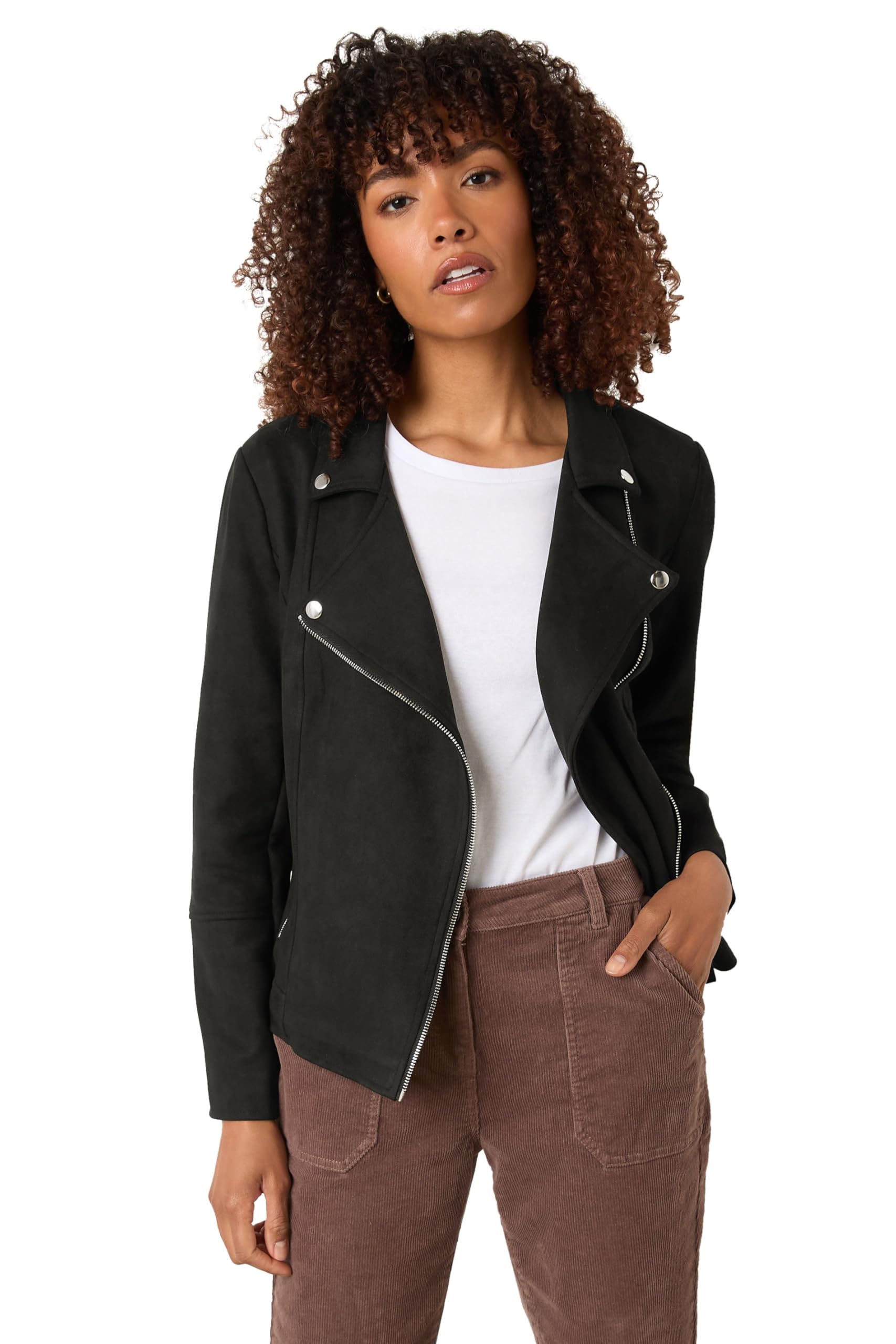 M&Co Women's Faux Suede Jacket in Black | Size: 16