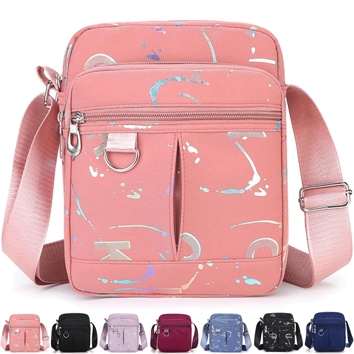 CAAORDKSO Small Messenger Bag for Men Women Mini Crossbody Bag Shoulder Bag Travel Bag Multi Pocket Purses Soft