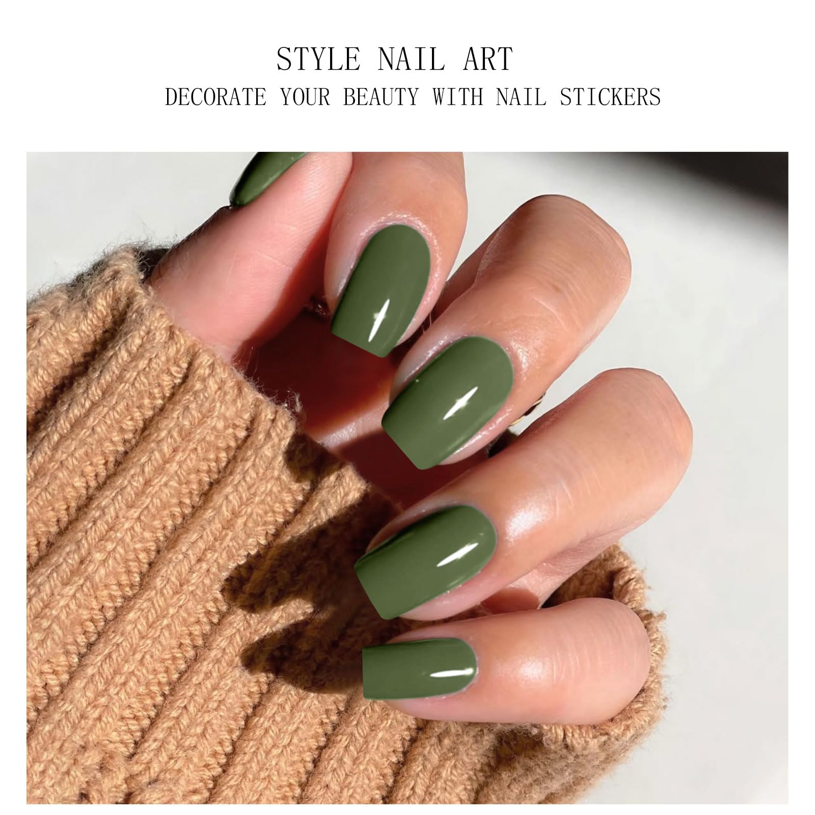 JMEOWIO Naklejka na paznokcie żel UV zielony kremowy żel do paznokci półutwardzone naklejki do paznokci Deco Nail Design Manicure