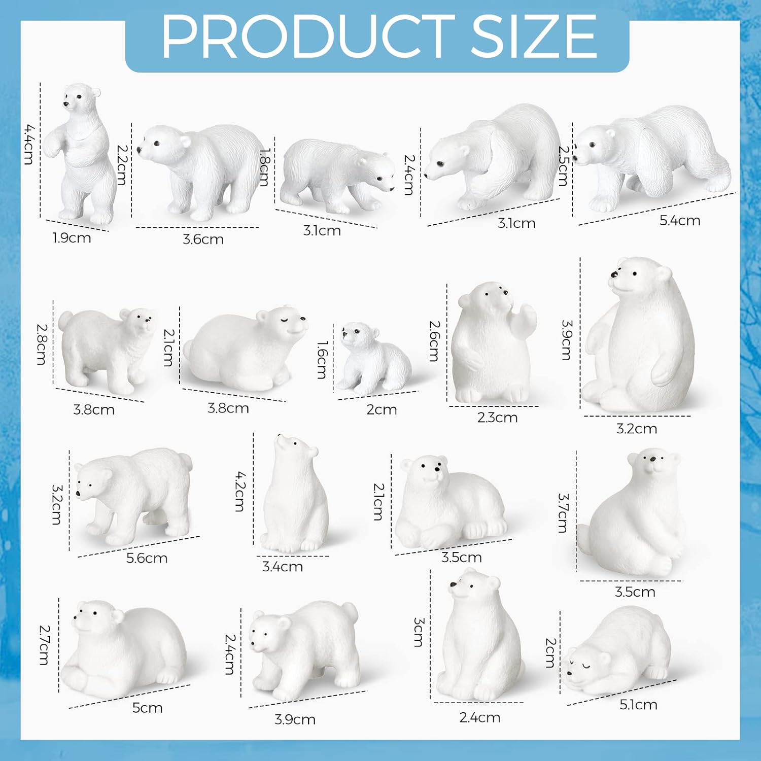 Macarrie 20 Pieces Polar Bear Animal Toy Figurines Set Includes Baby Bears 3D Model Educational Toys Cake Toppers Christmas Birthday Gift for Boys and Girls Craft Home Decoration - Image 2