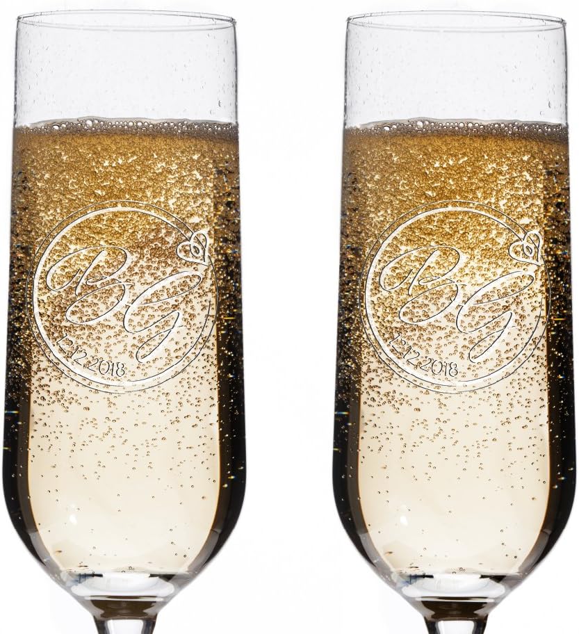 Set of 2 Personalized Champagne Flutes Toasting Glasses