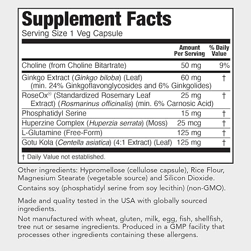 Miniatura 2 de PureFormulas Complejo Neuro con Ginkgo Biloba, RoseX y Fosfatidil Serina - 60 VCaps