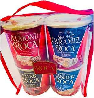 Brown & Haley Roca, Almond Cashew, Caramel Roca, Dark Buttercrunch Toffee Candy - 39 Oz. (4Pack)