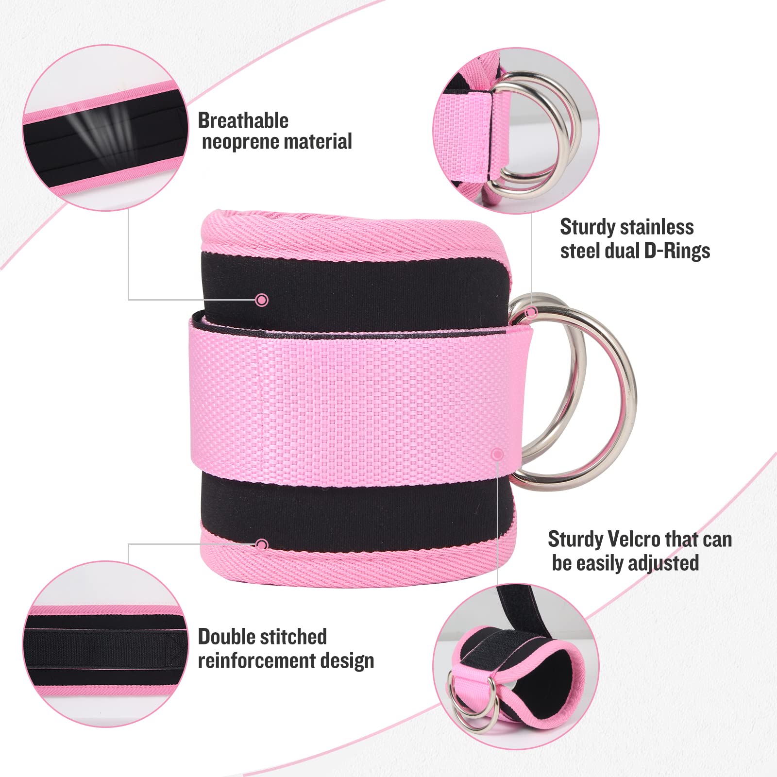 GoorangeSy Ankle Strap for Tonal Cable Machine, T Lock Adapter & Comfortable Padded Ankle Cuff for Tonal Gym Accessories (Pink)