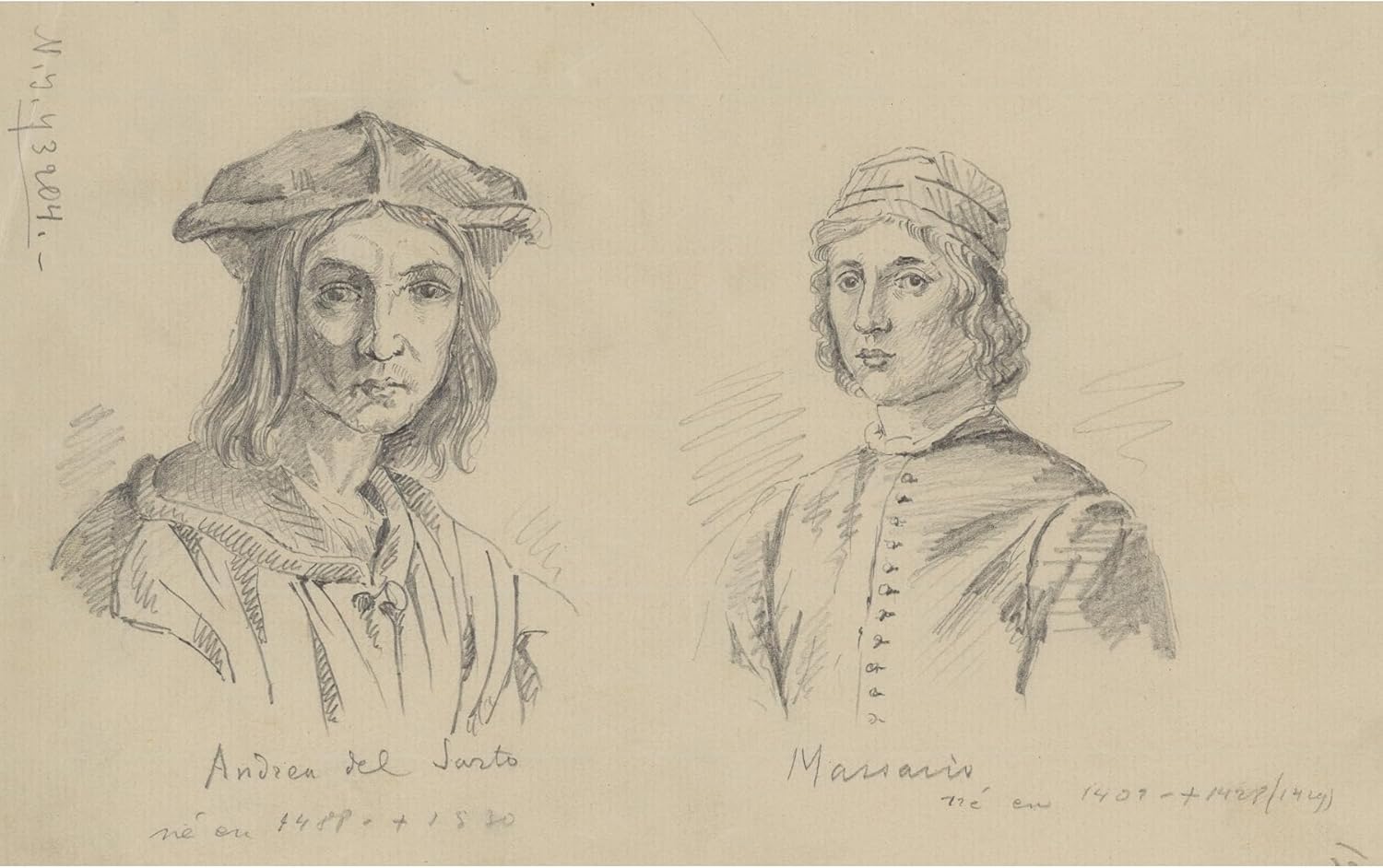 ArtDirect Copies of Engravings Depicting a Portrait of Baccio Bandinelli by Andrea del Sarto and a Self-Portrait of Masaccio Unframed Art Print Giclee Poster by Stanisław Wyspiański - Ready for Framing with Customization Sizes