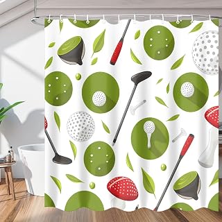 Golf Shower Curtain, Waterproof Fabric Golf Club Shower Curtain with 12PCS Hooks for Bathroom, 48x72 Inches