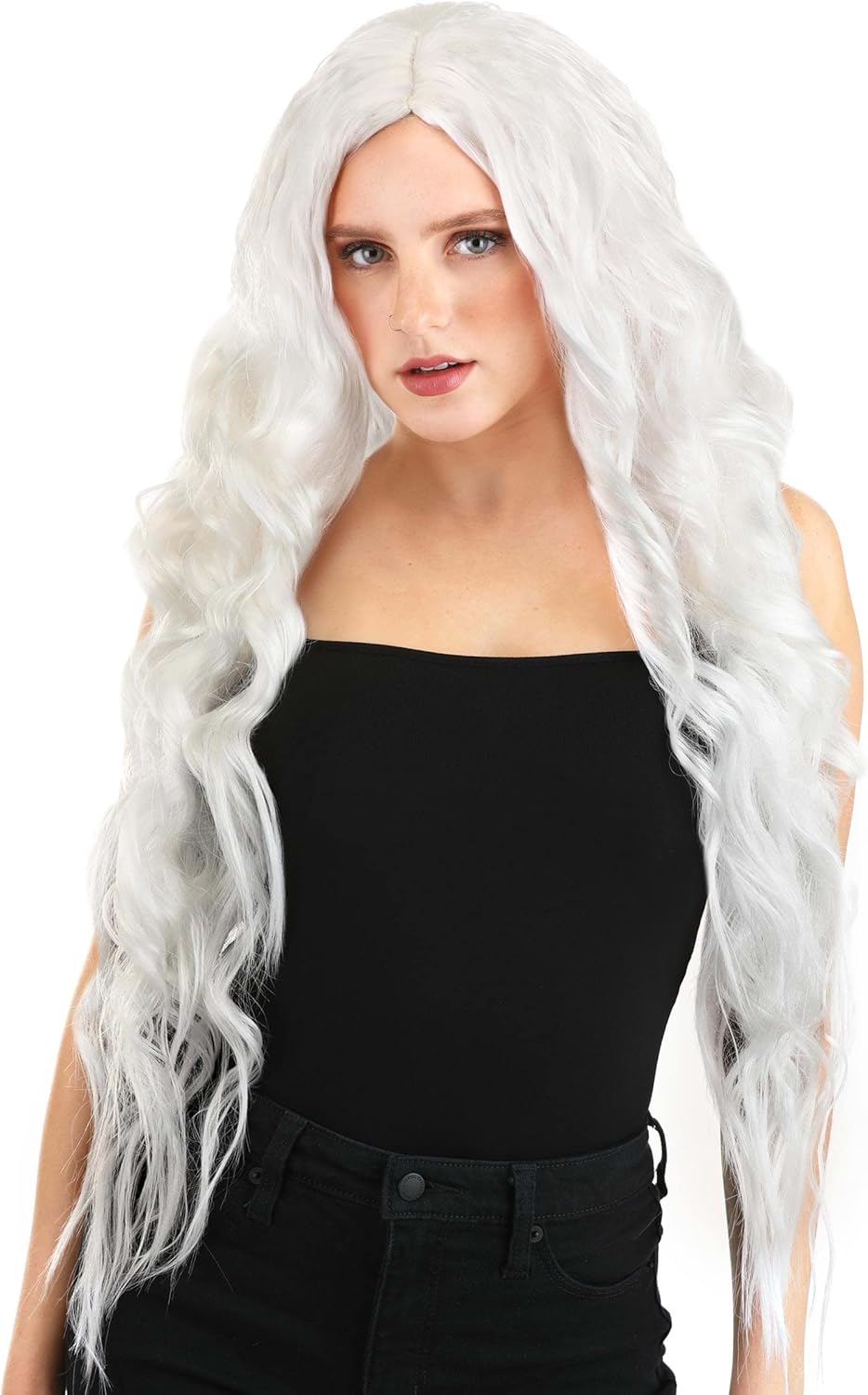 Fun Costumes Women's Black and Red Long Wavy Wig