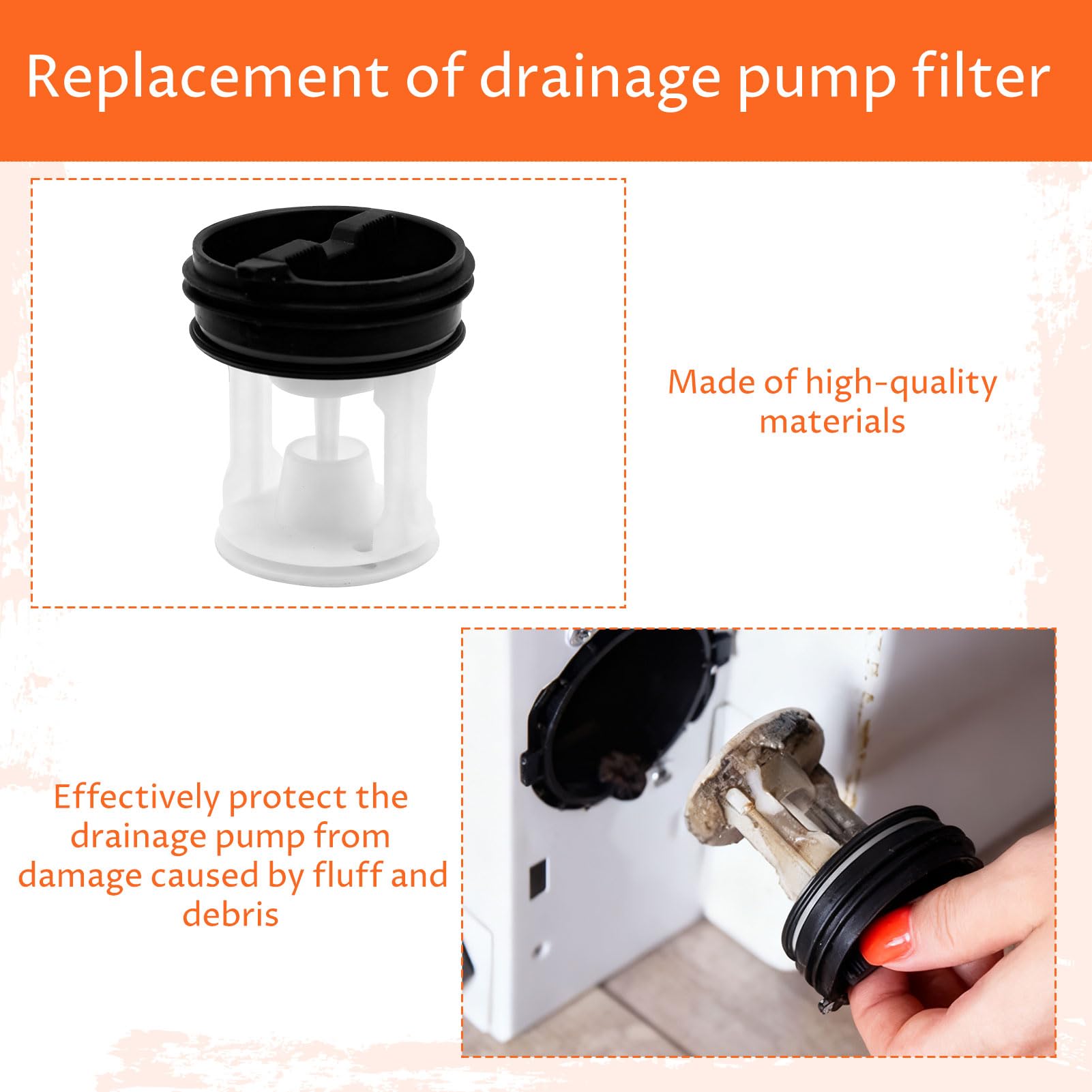 Machine à Laver Filtre à Charpie Tamis, 1 pièce Filtre à Peluches Bouchon, Filtrants pour Machine à Laver, Filtres à Peluche, Pieces Detachees Lave Linge, Durabilité Et Compatibilité Universelle. - 4