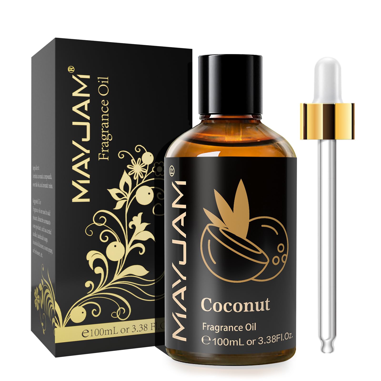 MAYJAM Olio Essenziale di Cocco 100ml, Olio Di Fragranza Premium Per Diffusori di Olio Essenziali, Aromaterapia, Casa, Bruciatore Di Olio
