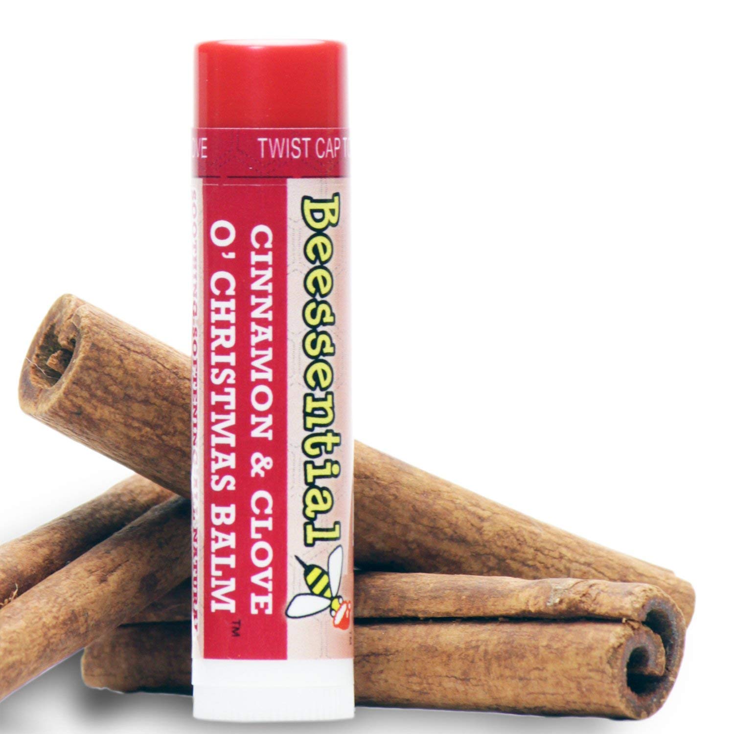 BeessentialAll Natural Lip Balm, Cinnamon 2 Pack - Heals and Prevents Dry and Chapped Lips - Great for Men, Women, and Children - Moisturizing Beeswax, Coconut, Shea and Cupuacu Butter