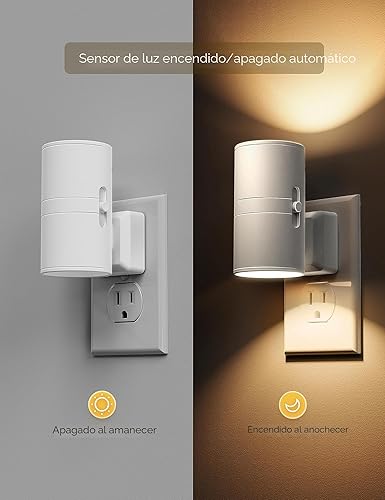 Miniatura 2 de L LOHAS LED Luz nocturna enchufable, luces nocturnas enchufables a la pared, sensor de luz, 0-100 lm, blanco suave 3000 K, luz nocturna regulable,