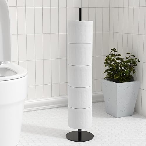 Miniatura 8 de Soporte de papel higiénico de níquel cepillado para almacenamiento de papel higiénico de baño, soporte de papel higiénico independiente de acero