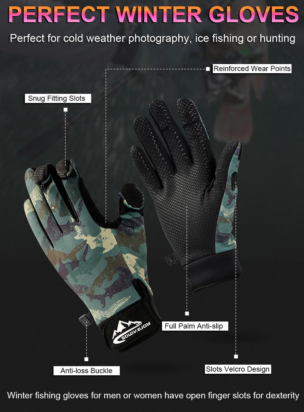 Fishing Gloves Men & Women, Ice Fishing Gear Hunting Gloves for Men Cold Weather, Kayak Gloves Fly Fishing Gear Cold Weather Hunting Gear