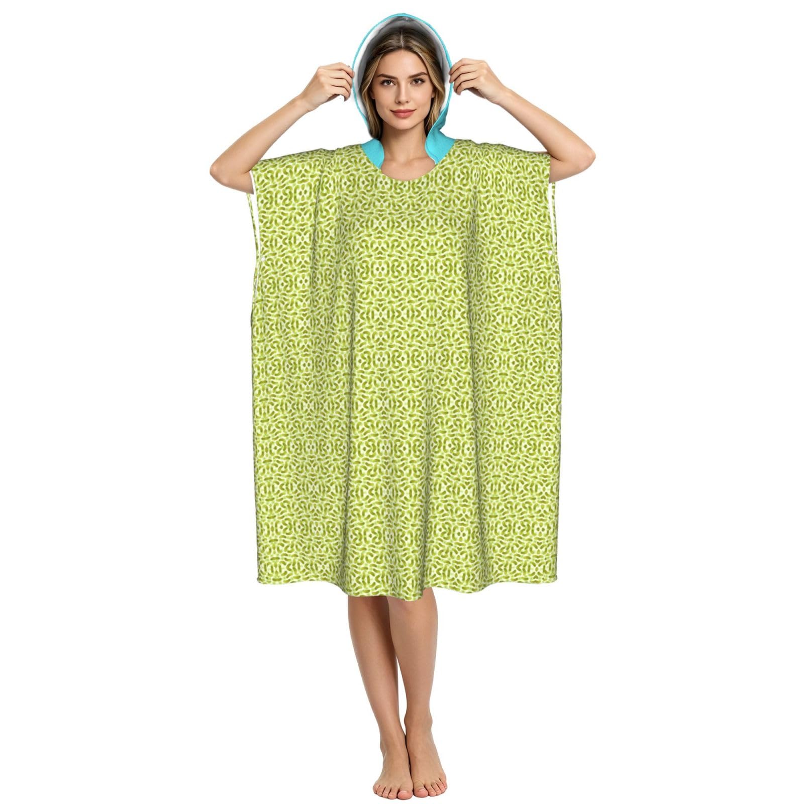 Yyoretp Sushi Dill Pickles Print Surf Poncho Changing Towel Swim Robe Hoodie Quick Dry Terry Cloth Swimming Cover Up