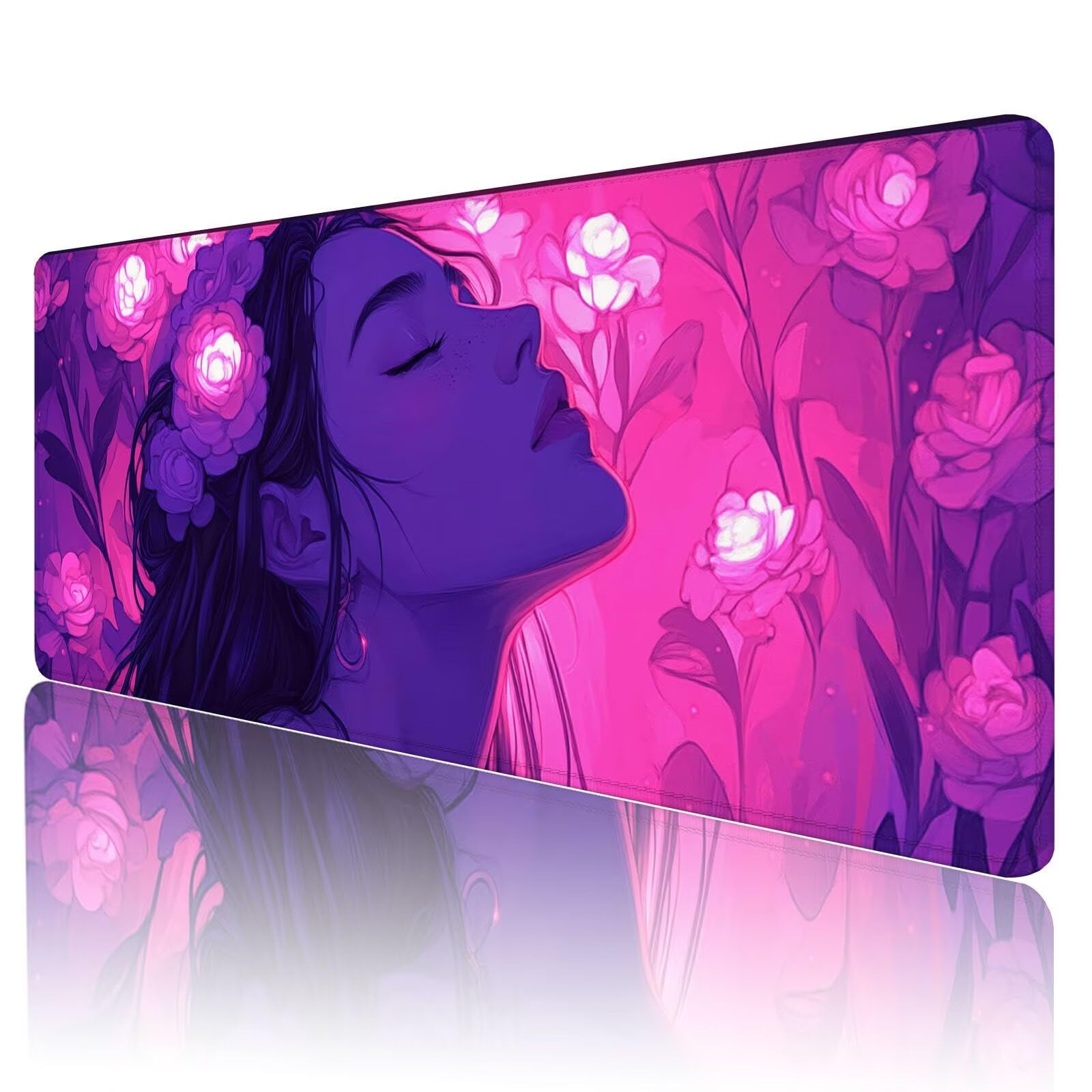 Alfombrilla Ratón XXL 1600 X 800 mm Púrpura Alfombrilla De Ratón para Juegos,Bordes Cosidos Base Antideslizante Alfombrilla Raton Mujer Paisaje,Grande Alfombrilla Escritorio Mouse Pad,M-73
