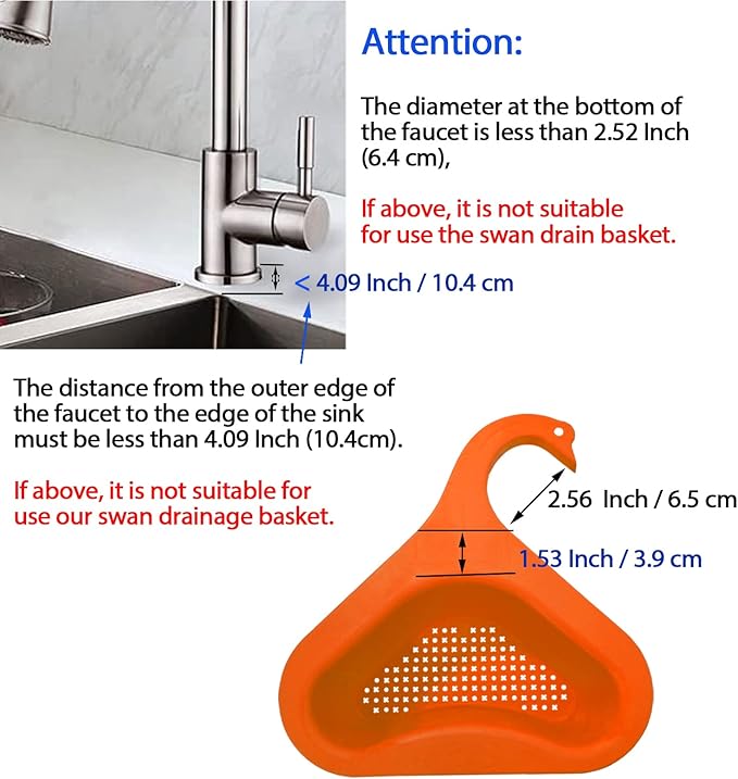Cesto Colador para Fregadero de Cocina, Forma de Cisne, 4 Piezas miniatura 4