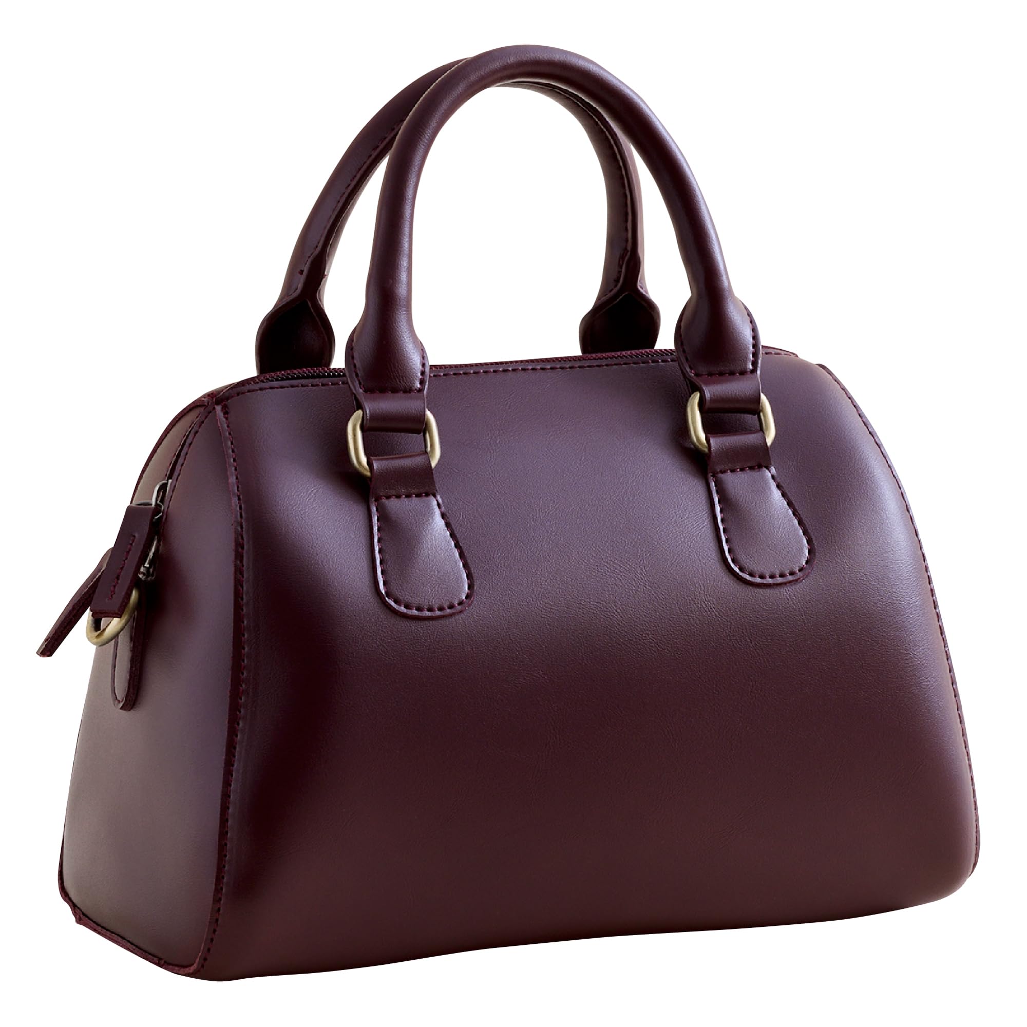 SUNLIGHT LEAVES Vegan Leather Boston Bag For Women Vintage Top Handle Satchel Retro Purse Classic Simple Shoulder Handbag