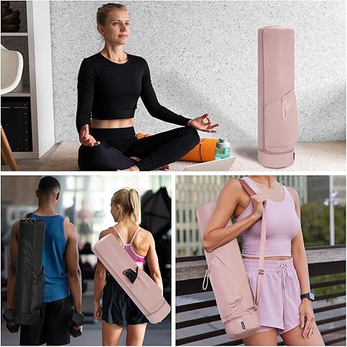Miniatura 2 de sportsnew Bolsa para esterilla de yoga, con cremallera completa, bolsa de transporte para esterilla de yoga con cordón, bolsillo para botella de