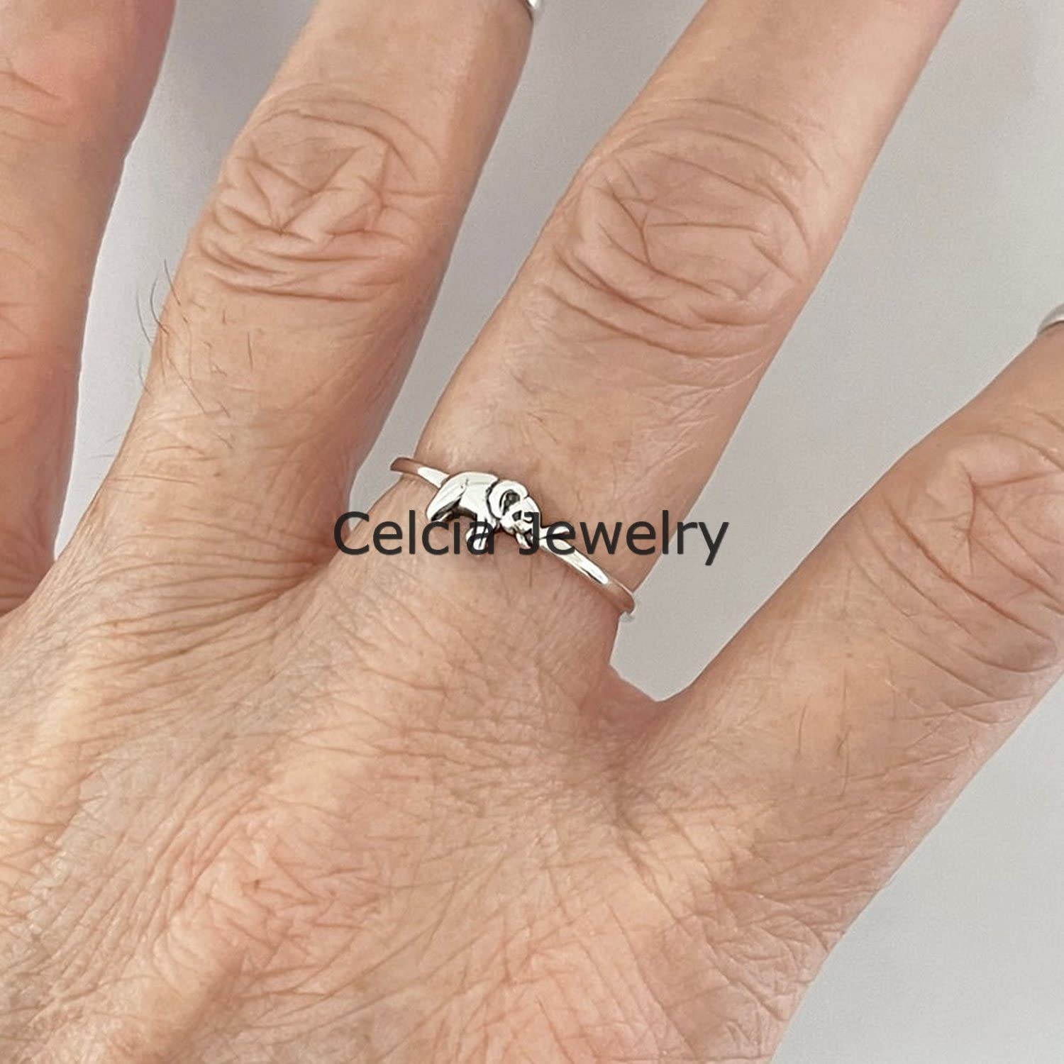 Anillo de elefante pequeño de plata de ley 925 real, anillo de buena suerte, anillo animal, anillo bohemio bohemio, joyería atractiva, anillo minimalista, anillo del día de la madre