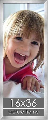 Miniatura 46 de Marco de 28 x 36 pulgadas de madera de peltre plateado con plexiglás acrílico UV, parte trasera de tablero de espuma y accesorios incluidos