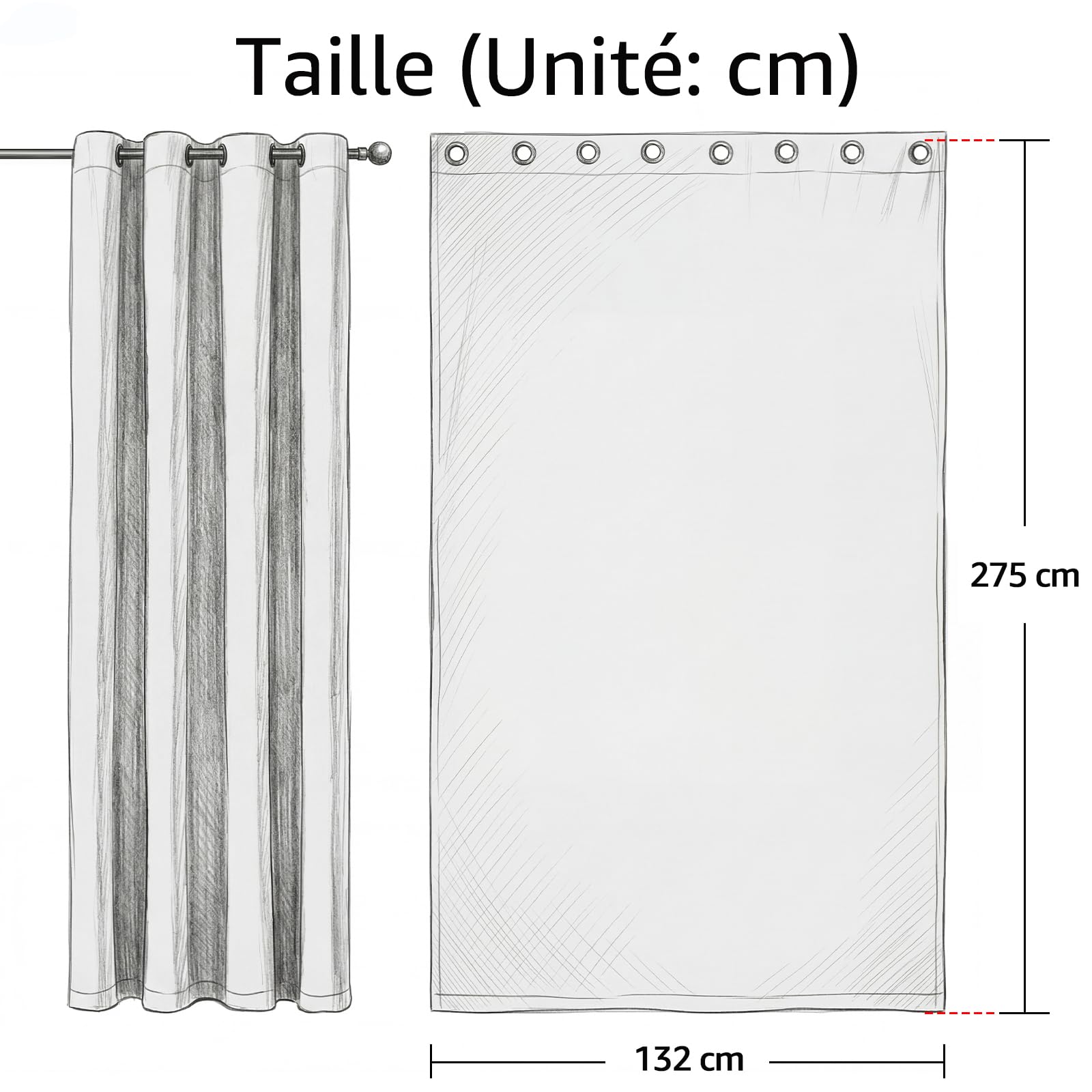 TOPICK Lot de 2 Rideaux d'extérieur Occultants Imperméables à Oeillets， Protection de l'Intimité, Usage Intérieur et Extérieur, L132 x H275 cm, Gris Clair, pour Pergola Terrasse Balcon Jardin Tonnelle