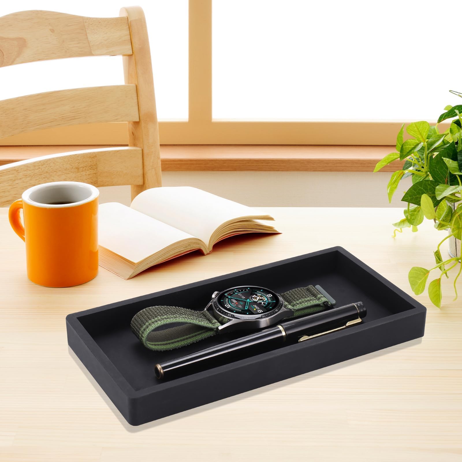 2 Vassoi Da Bagno In Silicone Nero 20x10 Cm - Portaoggetti Per Vanità, Vasca E Cucina | Antiscivolo E Facili Da Pulire - Foto 2