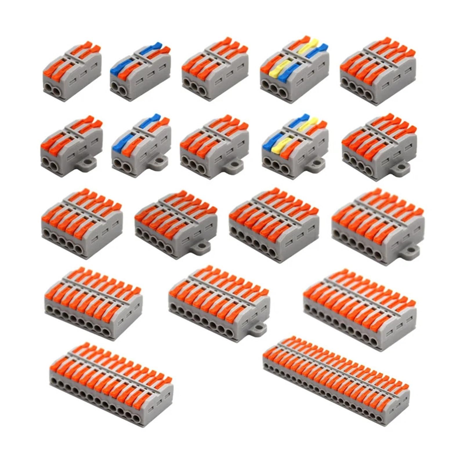 Wire Electrical Connectors 2-20 Pins Fast Compact Conductor Wiring Cable Push-in Butt Terminal Block For 28-12AWG(227A-8P,20PCS)