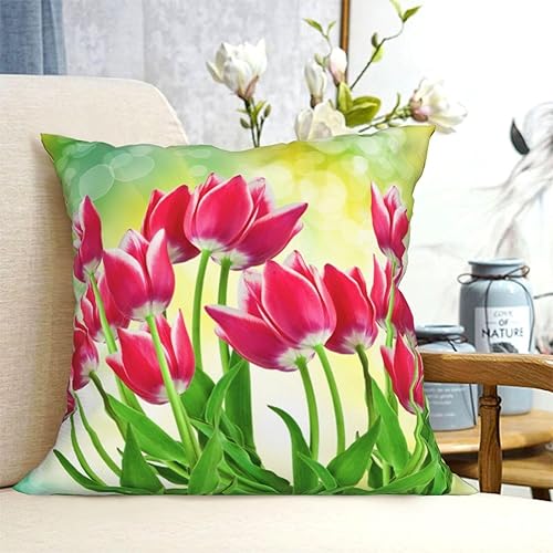 Miniatura 4 de Aimeryup Throw Pillow Covers 12x12 Inch Tulip Flowers Decorative Pillow Covers Cushion Covers cojines decorativos para sala Pillow Cases Cute Throw
