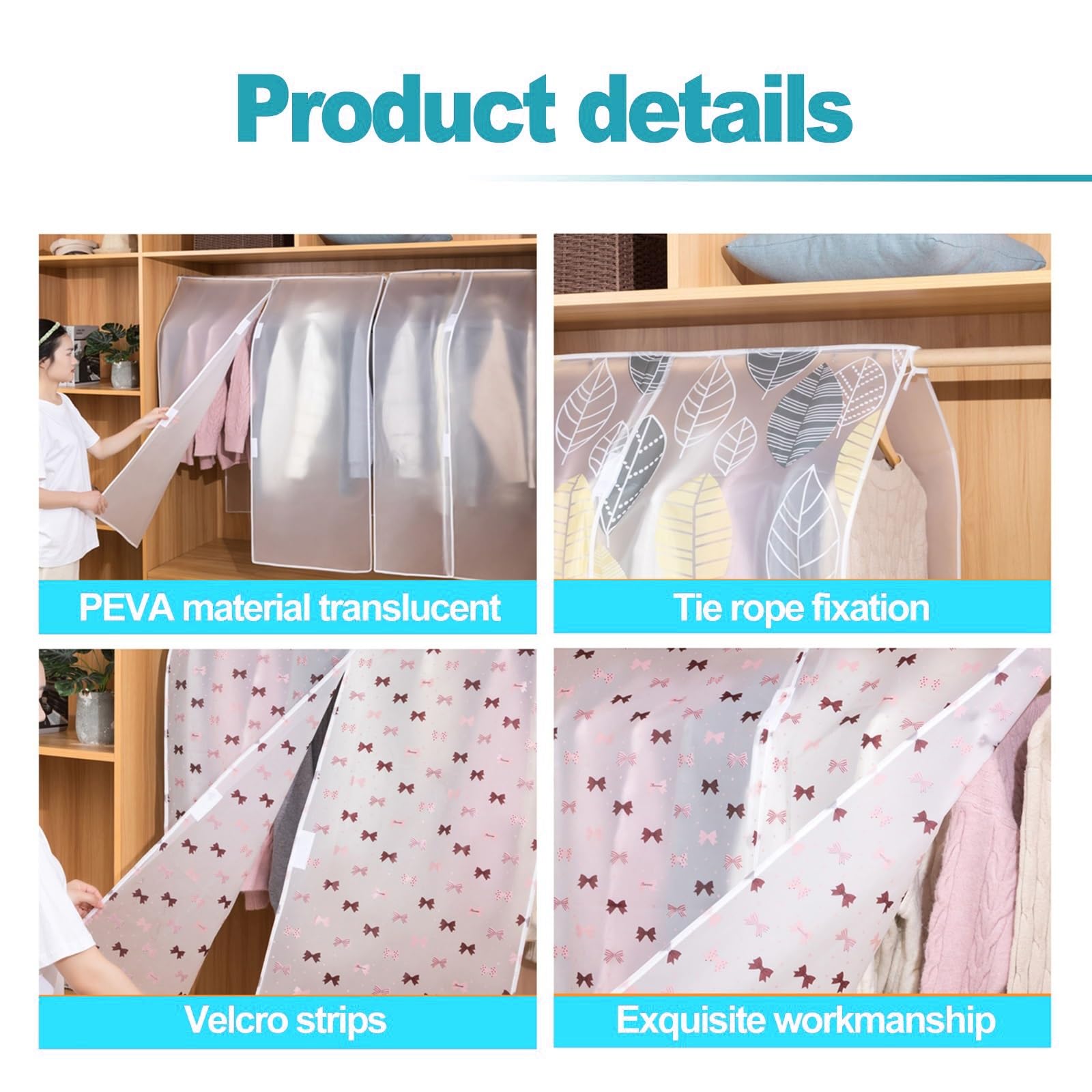 Funda Ropa Bolsas Transparentes para Guardar Ropa Alta Capacidad Funda para Ropa, Antipolvo e Impermeables para Vestidos, Abrigos, Ropa y Camisas(Pinky,90x120cm)